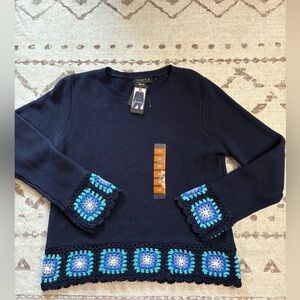 NWT Joseph A Blue Cable Knit pullover